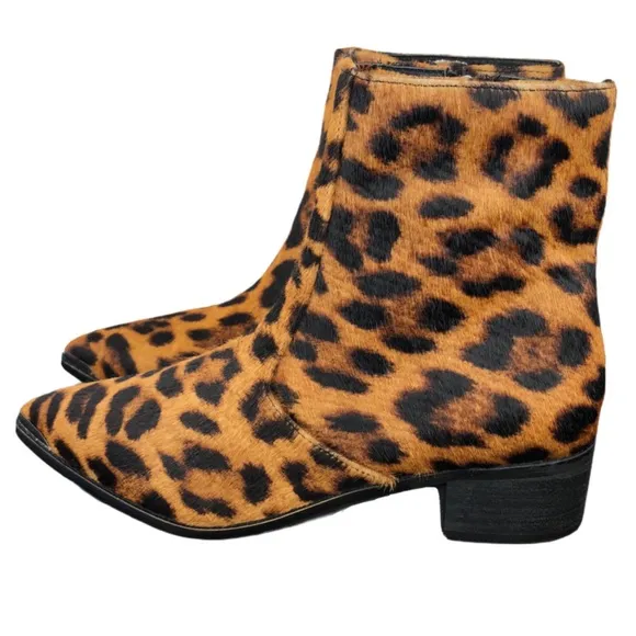 🆕 Botkier Greer Leopard Calf Fur Ankle Boots