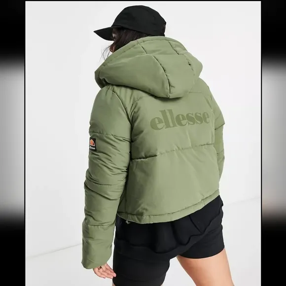 💚 Ellesse Army Green &amp; Orange Bomber Puffer Jacket Coat Shoes 16 1X 2X Adidas