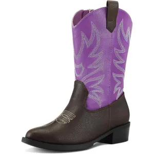⭐ K KomForme Girls Boys Cowboy Boots Mid-Calf Western Toddler Little Big Kid