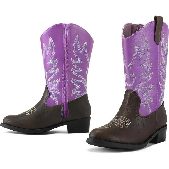 ⭐ K KomForme Girls Boys Cowboy Boots Mid-Calf Western Toddler Little Big Kid