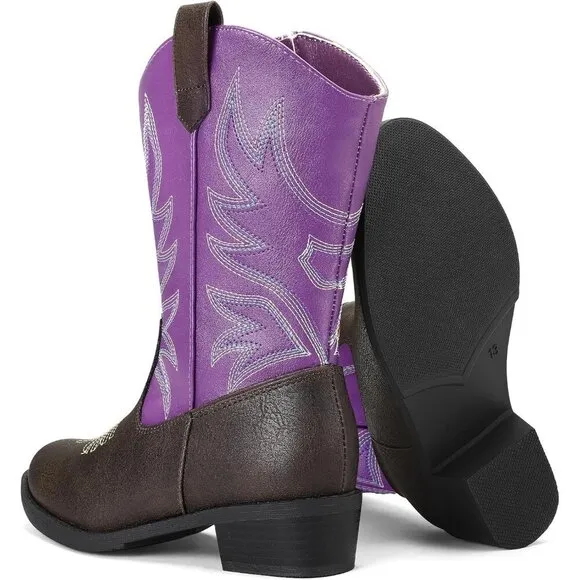 ⭐ K KomForme Girls Boys Cowboy Boots Mid-Calf Western Toddler Little Big Kid
