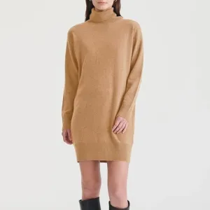 ⚡️ SALE New Naadam Signature 100% Cashmere Turtleneck Dress Camel XL