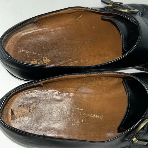 - Salvatore Ferragamo Men's Black Monk Strap Shoes