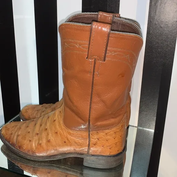 1986 Vintage Full Quill Ostrich Leather Justin Cowboy Boots Men 7.5/9.5 Women's
