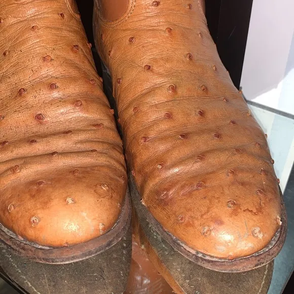 1986 Vintage Full Quill Ostrich Leather Justin Cowboy Boots Men 7.5/9.5 Women's