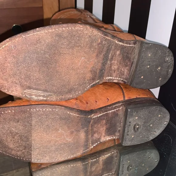 1986 Vintage Full Quill Ostrich Leather Justin Cowboy Boots Men 7.5/9.5 Women's