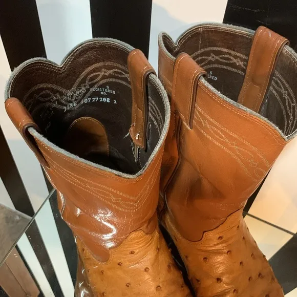 1986 Vintage Full Quill Ostrich Leather Justin Cowboy Boots Men 7.5/9.5 Women's
