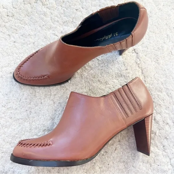 3.1 Phillip Lim 3.1 Lara Low Cut Brandy Leather Chelsea Heel Ankle Booties
