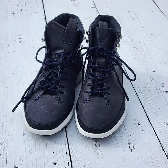 $325 Wolf &amp; Shepherd Men Navy Leather Crossover Hiker Winterized Boot US 9 EU 43