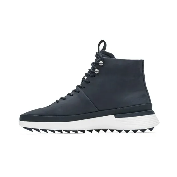 $325 Wolf &amp; Shepherd Men Navy Leather Crossover Hiker Winterized Boot US 9 EU 43
