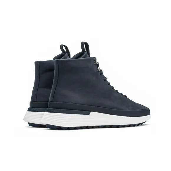 $325 Wolf &amp; Shepherd Men Navy Leather Crossover Hiker Winterized Boot US 9 EU 43