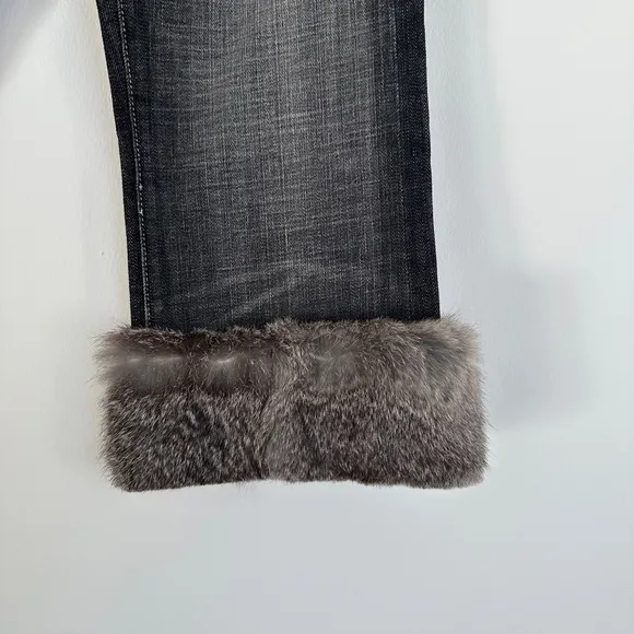 7 For All Mankind Fur Cuffs Denim Boot Cut Capri Jeans Womens Size 26 NWT