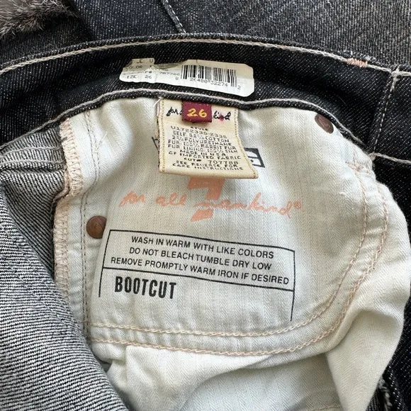 7 For All Mankind Fur Cuffs Denim Boot Cut Capri Jeans Womens Size 26 NWT