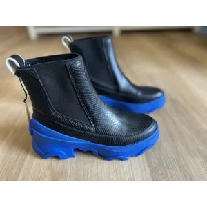 7🔖 SOREL Black Cobalt Blue Waterproof Brex Heeled Chelsea Leather Booties