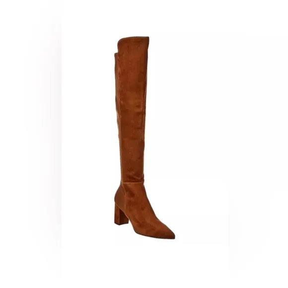 $795 Stuart Weitzman Carly 5050 Suede Stretch Over The Knee Boots in Coffee sz 7