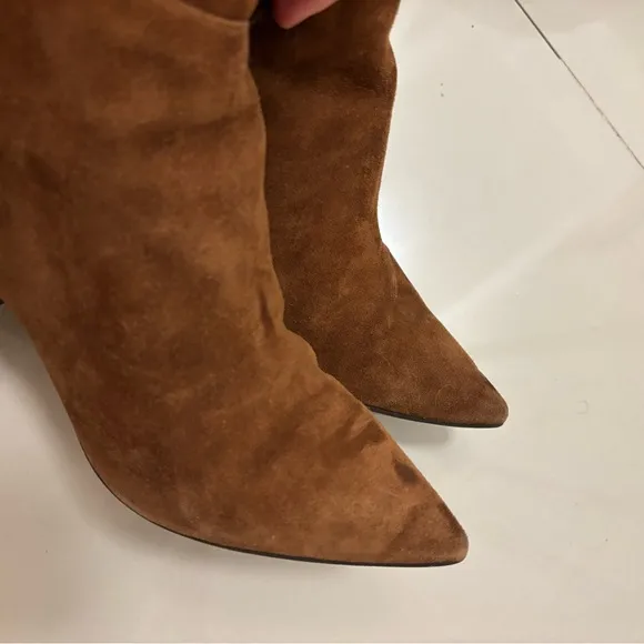 $795 Stuart Weitzman Carly 5050 Suede Stretch Over The Knee Boots in Coffee sz 7