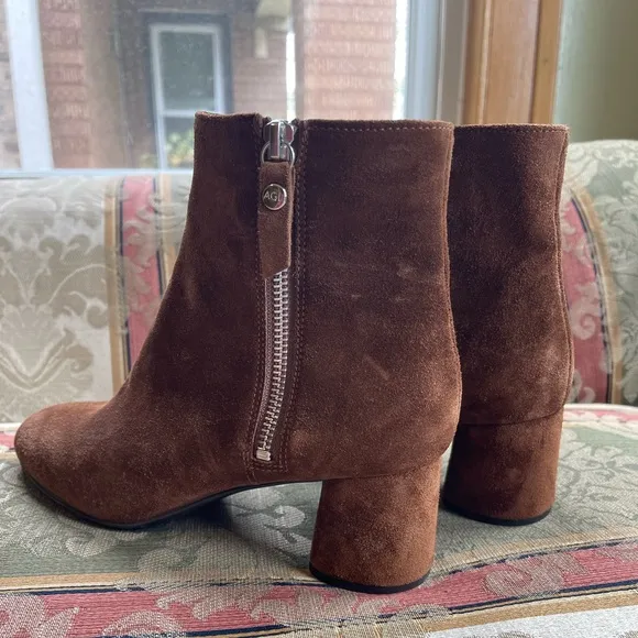 7.AGL Philipa Booties Brown Suede Ankle Boots. Size 7.5 Women