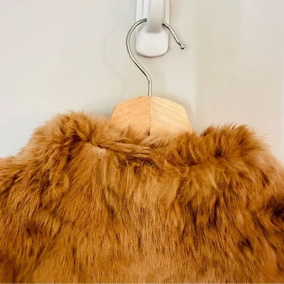 $957 Vintage 80s Mademoiselle Rabbit Fur Coat Tan Brown Neutral Winter Luxury