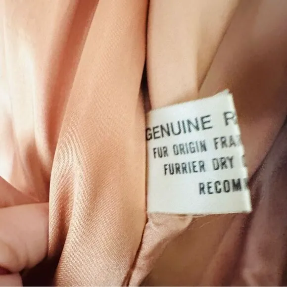 $957 Vintage 80s Mademoiselle Rabbit Fur Coat Tan Brown Neutral Winter Luxury