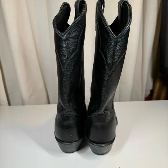 Abilene Polished Cowhide Leather Black Boots 6401 Men Sz 8.5D USA Western Cowboy