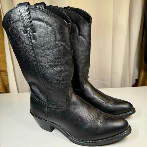 Abilene Polished Cowhide Leather Black Boots 6401 Men Sz 8.5D USA Western Cowboy