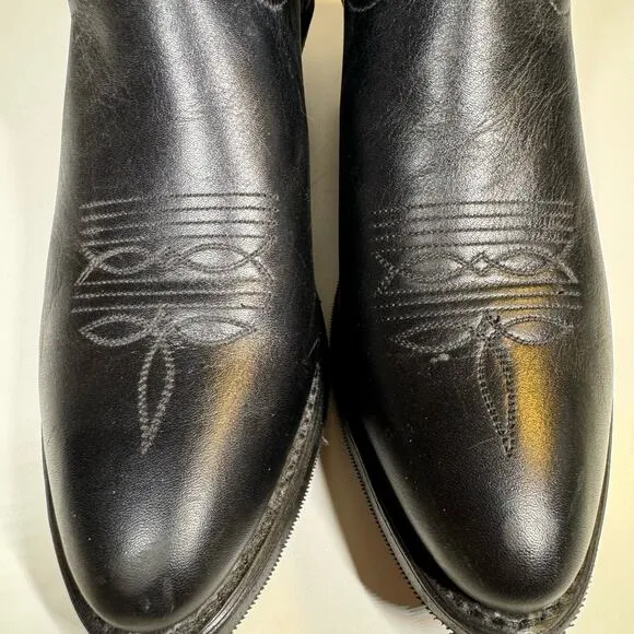 Abilene Polished Cowhide Leather Black Boots 6401 Men Sz 8.5D USA Western Cowboy