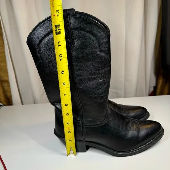 Abilene Polished Cowhide Leather Black Boots 6401 Men Sz 8.5D USA Western Cowboy