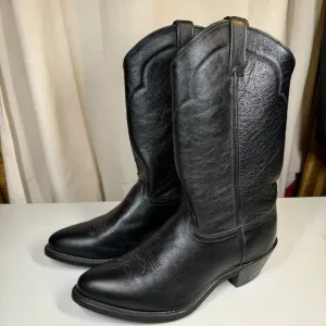 Abilene Polished Cowhide Leather Black Boots 6401 Men Sz 8.5D USA Western Cowboy