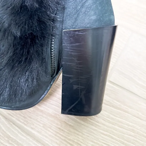 Acne Studios Y2K vintage black leather fur trim heel boots size 39