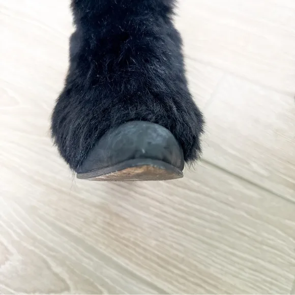 Acne Studios Y2K vintage black leather fur trim heel boots size 39