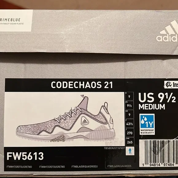 Adidas Codechaos 21 Primeblue Parley Ocean Ultraboost Men's Golf Grey Shoe 8.5