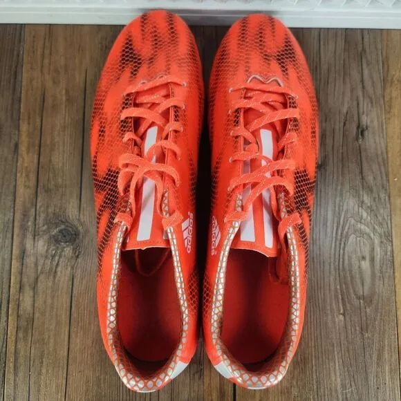 Adidas F10 FG Soccer Cleats Men Sz 13 Orange Athletic Football Boots Grass Field
