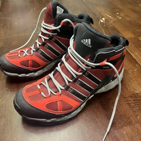 Adidas Gore Tex AX 1 Mid GTX Red &amp; Black Men's Size 9.5 Hiking Lace Up Boots