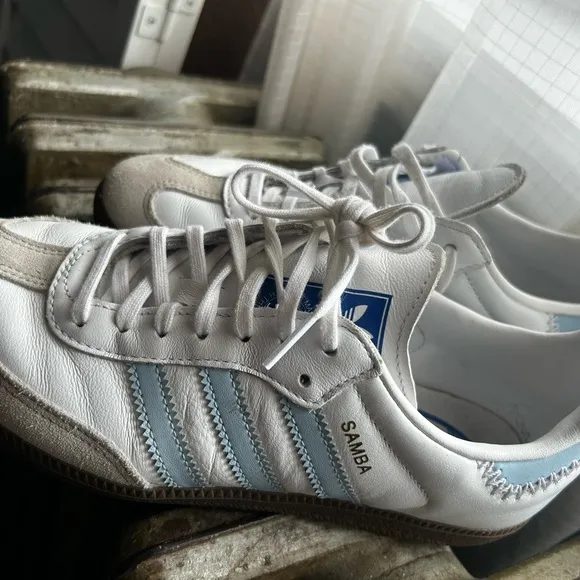 Adidas Samba White and Blue Men's Shoes