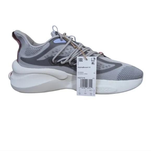 Adidas Sneaker Women's 8.5 AlphaBoost V1 Running Grey Pink Strata HQ7216
