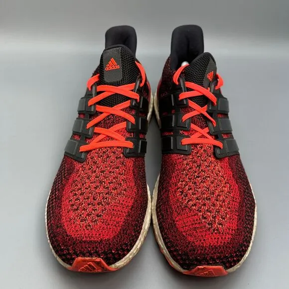 Adidas Ultraboost Mens 13 Athletic Shoe Solar Red Black Lace Up Running Sneakers