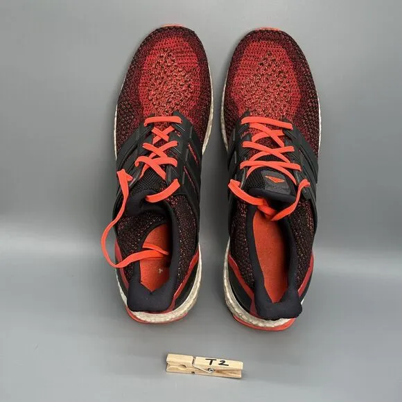 Adidas Ultraboost Mens 13 Athletic Shoe Solar Red Black Lace Up Running Sneakers