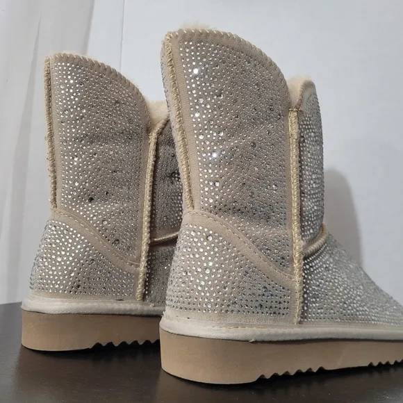 Adrie Women's Cream Bling Embellished Winter Snow Boots, Size 5M by INC