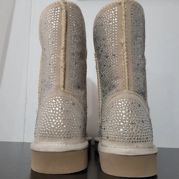 Adrie Women's Cream Bling Embellished Winter Snow Boots, Size 5M by INC