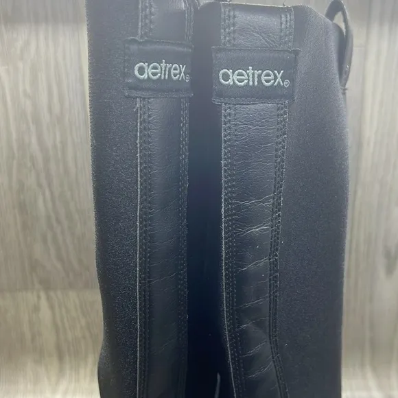 AETREX Black NEOPRENE Berries Pull-On Mid-Calf Winter Boot Women Sock Sh…