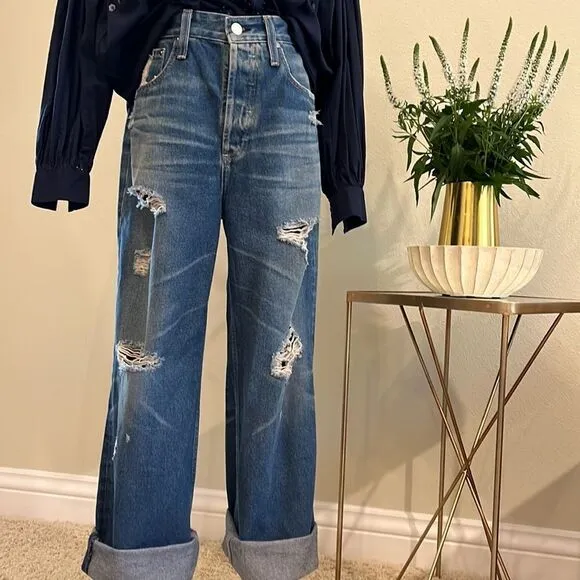 AG ADRIANO GOLDSCHMIED KNOX HIGH RISE BAGGY BOYFRIEND JEANS. Size 27R