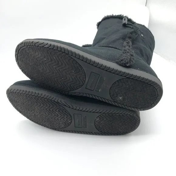 Airwalk Womens Winter Boots Faux Suede Faux Fur Lined Toggle Button Black 10