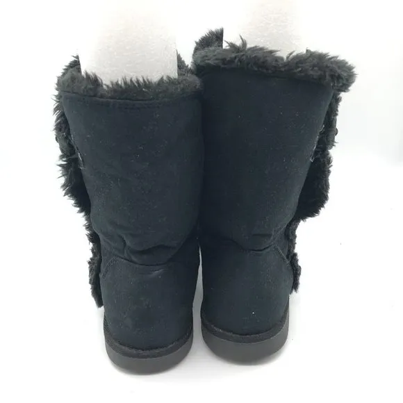 Airwalk Womens Winter Boots Faux Suede Faux Fur Lined Toggle Button Black 10