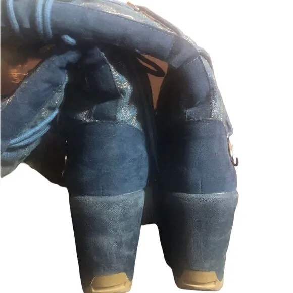 Akdmks Boots.  Akdmks Blizzard Light Denim Wedge Tall Boots. Size 8.5.