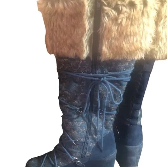 Akdmks Boots.  Akdmks Blizzard Light Denim Wedge Tall Boots. Size 8.5.