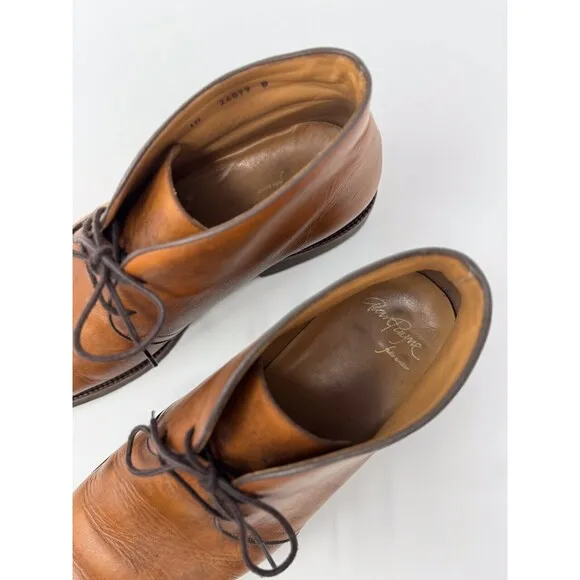 Alan Payne Men Boots Brown Leather Chukka Ankle Bootie Lace Up Casual US 10
