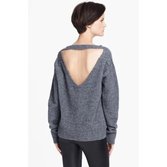 A.L.C. 'Arnaud' Knit Open Back Merino Wool Sweater in Gray Size Small