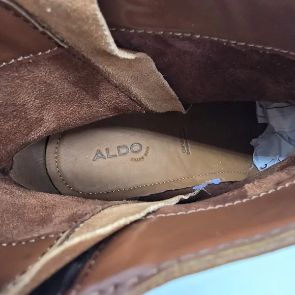 Aldo Shoes Men 11 Nalenia Leather Ankle Boots Zippers Congac Brown