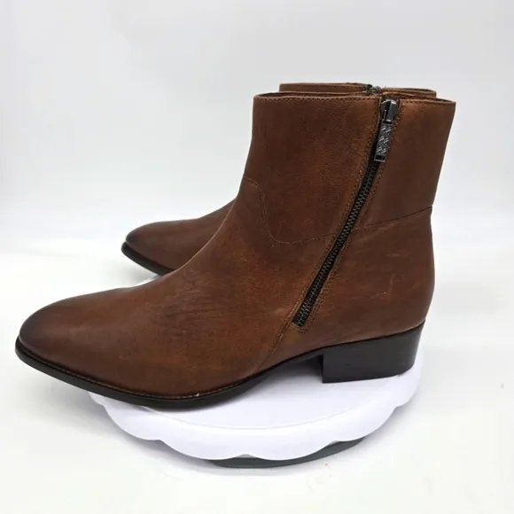 Aldo Shoes Men 11 Nalenia Leather Ankle Boots Zippers Congac Brown