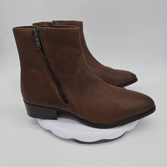 Aldo Shoes Men 11 Nalenia Leather Ankle Boots Zippers Congac Brown
